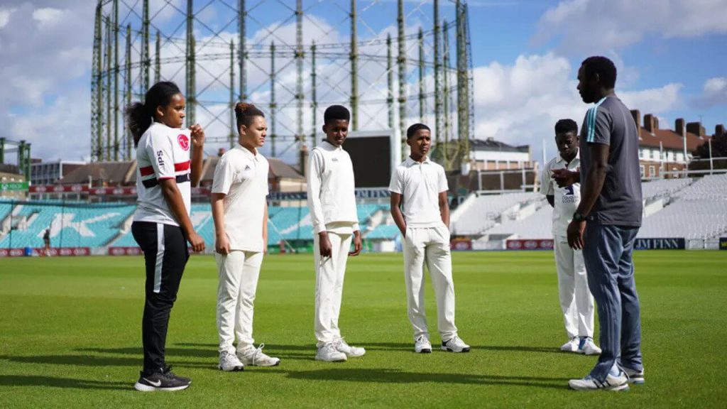 Young athletes participating in Surrey's ACE programme at The Oval